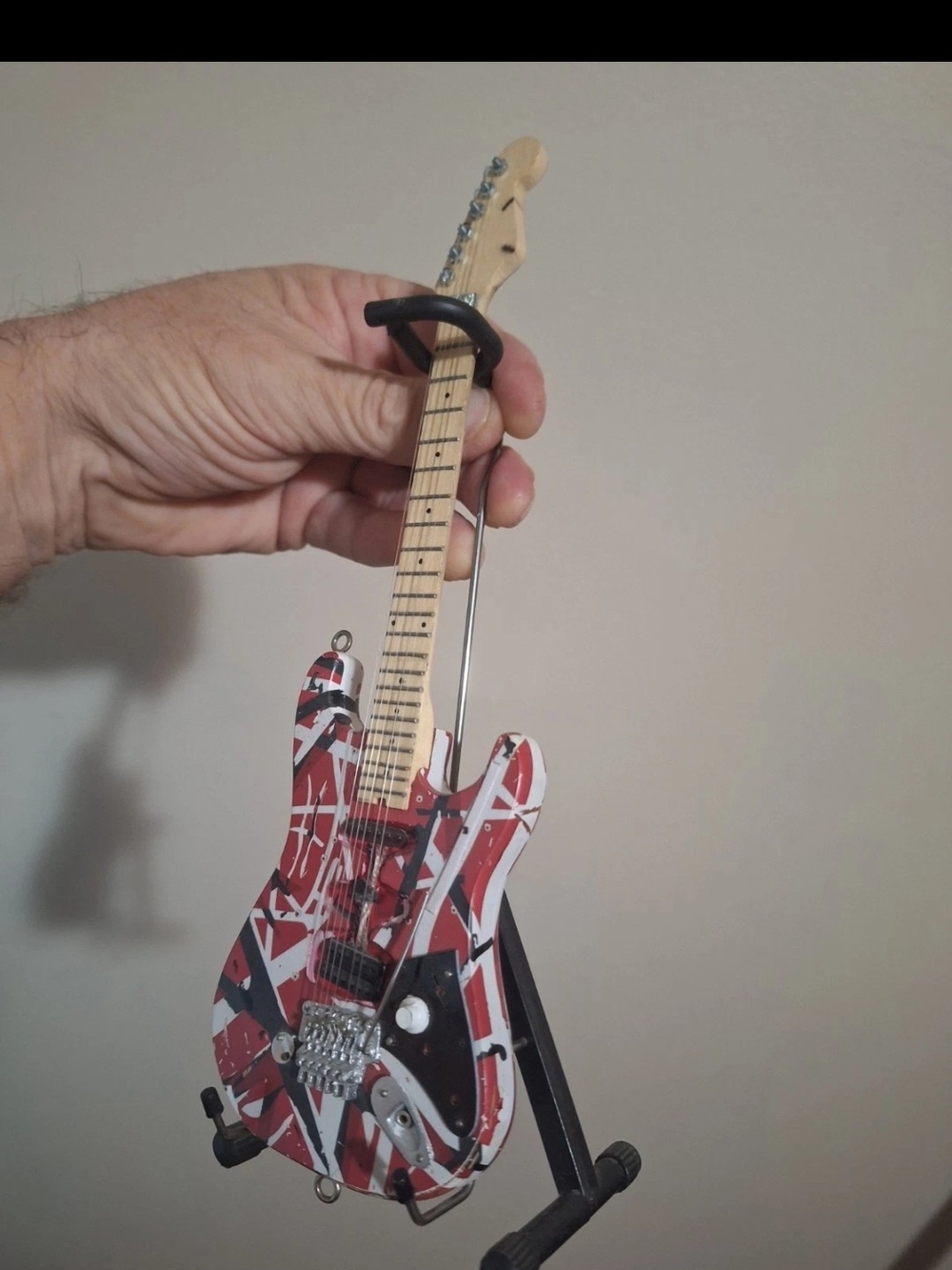 Eddie Van Halen Miniature Guitar Collectible FRANKENSTEIN Box And Stand